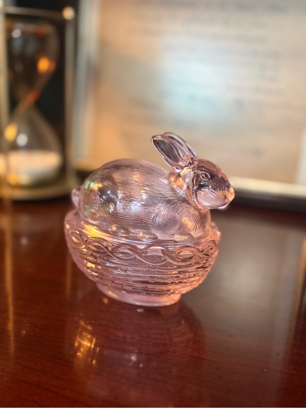 Pink Mosser Glass Bunny Candy Dish - Decorative Accent